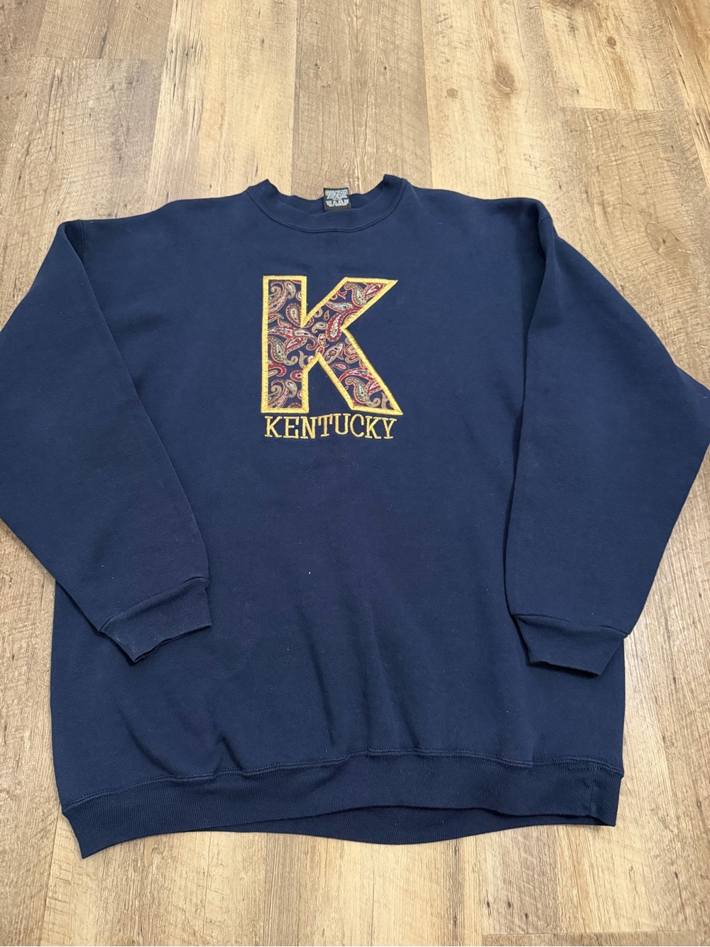 Vintage Navy Kentucky Paisley K Crewneck Sweatshirt Made in the USA